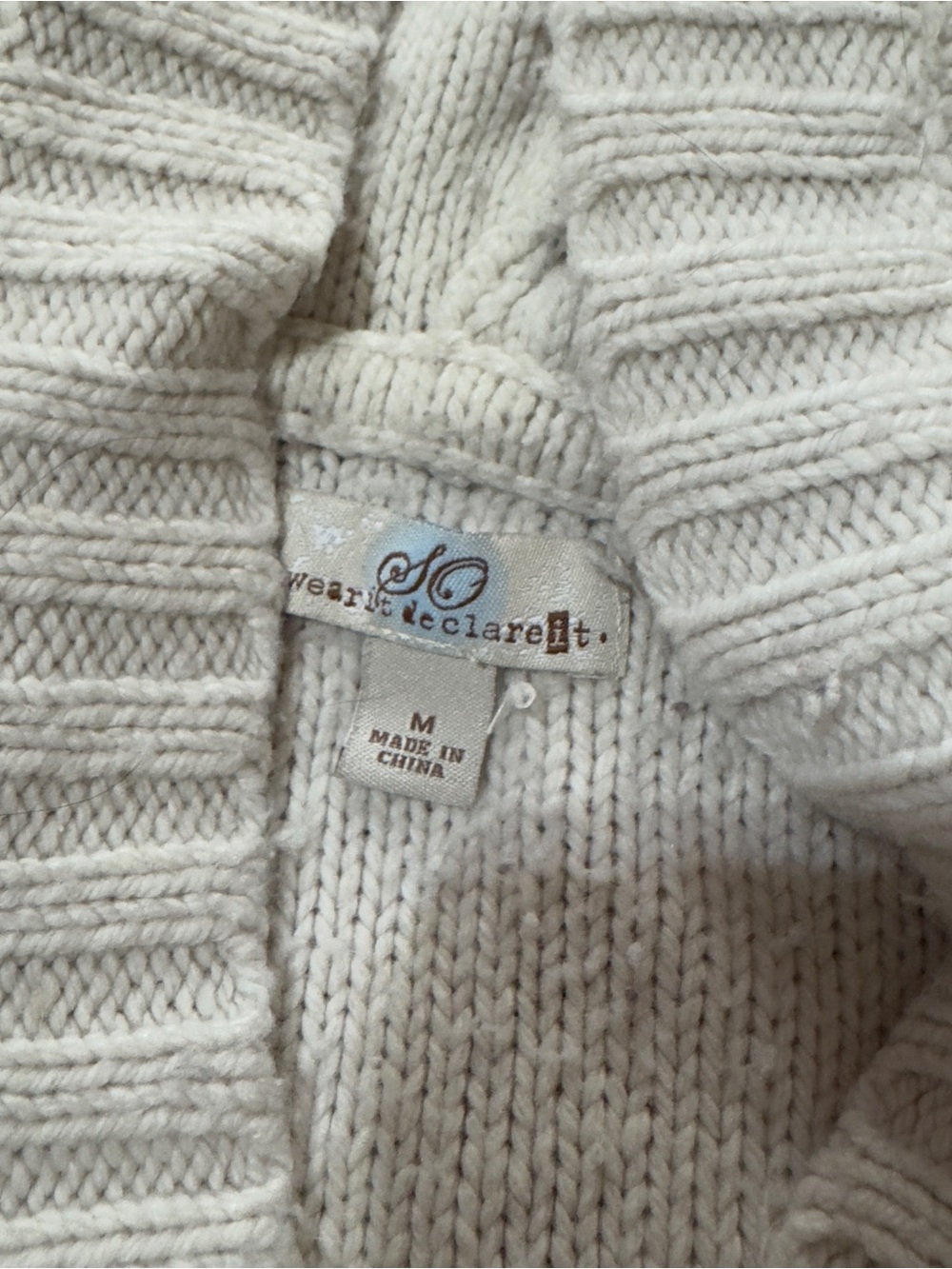 Y2K Cream Hooded Knit Sweater with Button Front - Picture 4 of 7